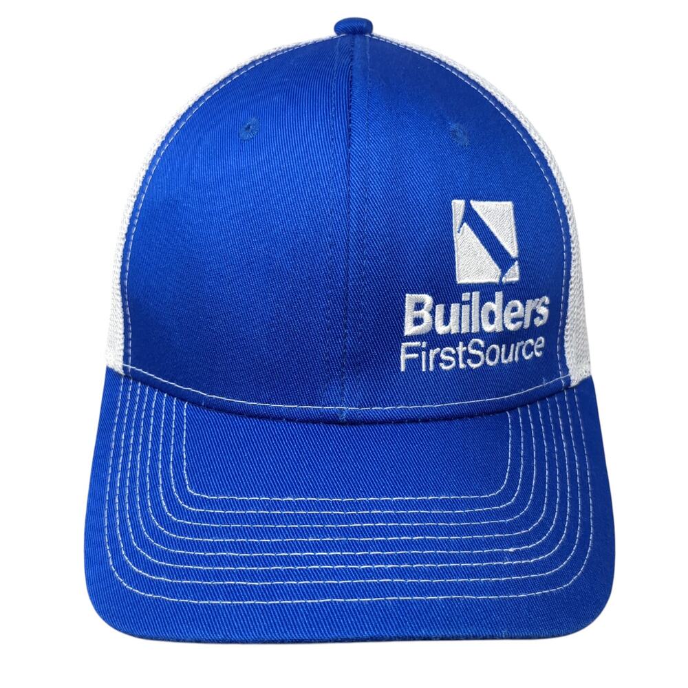 Builders First Source Snapback Trucker Cap Blue OS Adjustable Mesh Back Ivory